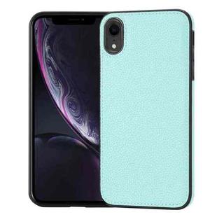 For iPhone XR Litchi Pattern Stitched Side-mounted Phone Case(Mint Green)