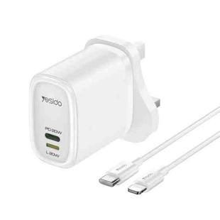 Yesido YC43 PD 20W USB-C / Type-C + 8 Pin Travel Charger with 1m Type-C to 8 Pin Cable, UK Plug(White)