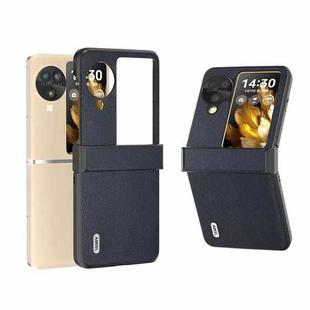 For OPPO Find N3 Flip ABEEL Hinge Genuine Leather Elegant Black Edge Phone Case(Blue)