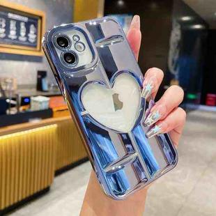 For iPhone 12 Electroplating 3D Hollow Love TPU Phone Case(Sierra Blue)