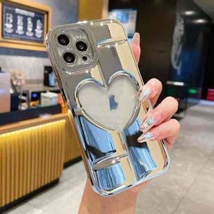 For iPhone 12 Pro Electroplating 3D Hollow Love TPU Phone Case(Silver)
