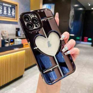 For iPhone 11 Pro Max Electroplating 3D Hollow Love TPU Phone Case(Black)