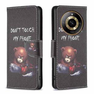 For  Realme 11 4G Colored Drawing Pattern Leather Phone Case(Bear)