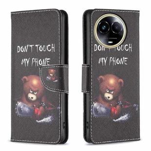 For Realme 11 5G Colored Drawing Pattern Leather Phone Case(Bear)