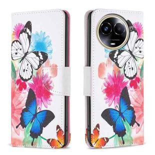 For Realme 11 5G Colored Drawing Pattern Leather Phone Case(Butterflies)