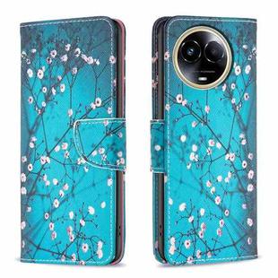 For Realme 11 5G Colored Drawing Pattern Leather Phone Case(Plum Blossom)