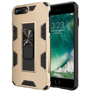 For iPhone 8 Plus & 7 Plus Armor Shockproof TPU + PC Magnetic Protective Case with Invisible Holder(Gold)
