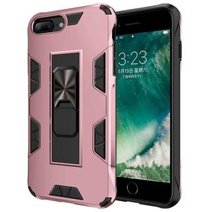 For iPhone 8 Plus & 7 Plus Armor Shockproof TPU + PC Magnetic Protective Case with Invisible Holder(Rose Gold)