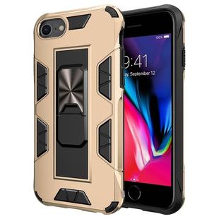 For iPhone SE 2022 / SE 2020 /  8 / 7 Armor Shockproof TPU + PC Magnetic Protective Case with Invisible Holder(Gold)