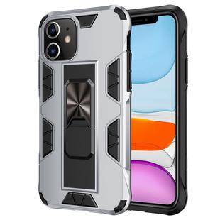 For iPhone 11 Armor Shockproof TPU + PC Magnetic Protective Case with Invisible Holder(Silver)
