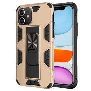 For iPhone 11 Armor Shockproof TPU + PC Magnetic Protective Case with Invisible Holder(Gold)