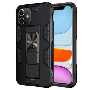 For iPhone 11 Armor Shockproof TPU + PC Magnetic Protective Case with Invisible Holder(Black)
