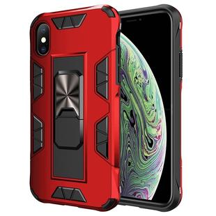 For iPhone XS / X Armor Shockproof TPU + PC Magnetic Protective Case with Invisible Holder(Red)