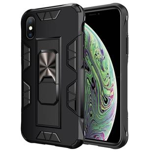 For iPhone XS / X Armor Shockproof TPU + PC Magnetic Protective Case with Invisible Holder(Black)