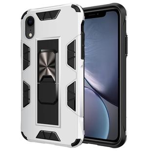 For iPhone XR Armor Shockproof TPU + PC Magnetic Protective Case with Invisible Holder(White)