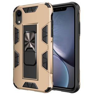 For iPhone XR Armor Shockproof TPU + PC Magnetic Protective Case with Invisible Holder(Gold)
