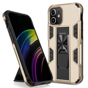 For iPhone 12 mini Armor Shockproof TPU + PC Magnetic Protective Case with Invisible Holder(Gold)