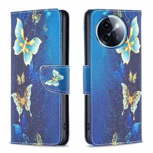 For vivo Y200i 5G / Y38 5G Colored Drawing Pattern Leather Phone Case(Gold Butterfly)