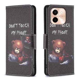 For vivo Y28 4G Colored Drawing Pattern Leather Phone Case(Bear)