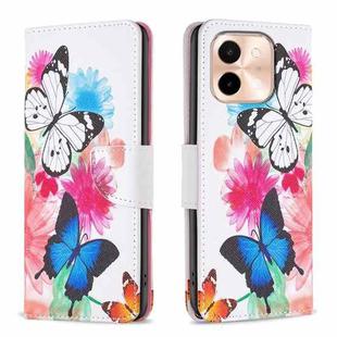 For vivo Y28 4G Colored Drawing Pattern Leather Phone Case(Butterflies)