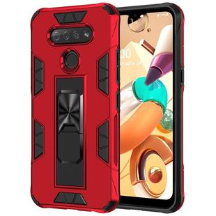 For LG K51 Armor Shockproof TPU + PC Magnetic Protective Case with Invisible Holder(Red)