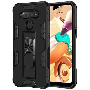 For LG K51 Armor Shockproof TPU + PC Magnetic Protective Case with Invisible Holder(Black)