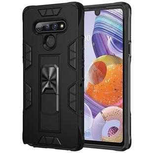 For LG Q Stylo 6 Armor Shockproof TPU + PC Magnetic Protective Case with Invisible Holder(Black)