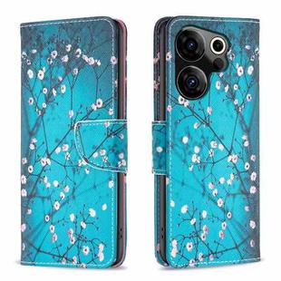 For Tecno Camon 20 Premier Colored Drawing Pattern Leather Phone Case(Plum Blossom)