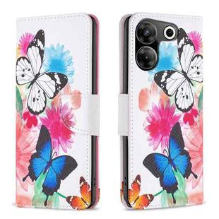 For Tecno Camon 20 Pro 5G Colored Drawing Pattern Leather Phone Case(Butterflies)