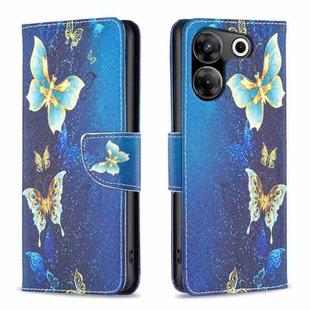 For Tecno Camon 20 Pro 5G Colored Drawing Pattern Leather Phone Case(Gold Butterfly)