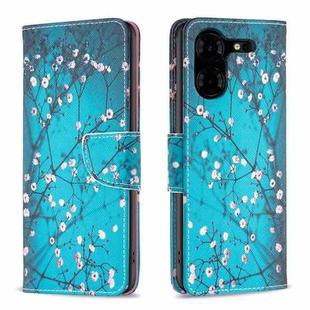 For Tecno Pova 5 Pro 5G Colored Drawing Pattern Leather Phone Case(Plum Blossom)