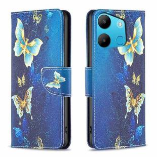 For Tecno Spark Go 2023/Pop 7 Pro Colored Drawing Pattern Leather Phone Case(Gold Butterfly)
