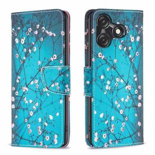 For Tecno Spark 10C Colored Drawing Pattern Leather Phone Case(Plum Blossom)