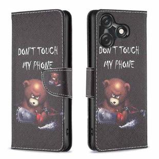 For Tecno Spark 10C Colored Drawing Pattern Leather Phone Case(Bear)