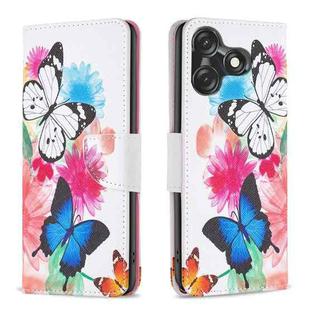 For Tecno Spark 10C Colored Drawing Pattern Leather Phone Case(Butterflies)