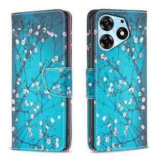 For Tecno Spark 10 Pro Colored Drawing Pattern Leather Phone Case(Plum Blossom)
