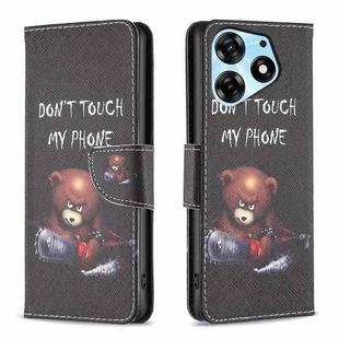 For Tecno Spark 10 Pro Colored Drawing Pattern Leather Phone Case(Bear)