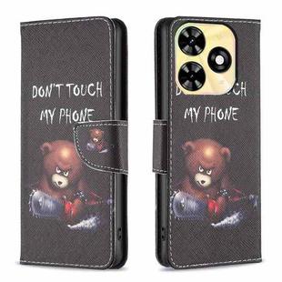 For Tecno Spark 20 Colored Drawing Pattern Leather Phone Case(Bear)