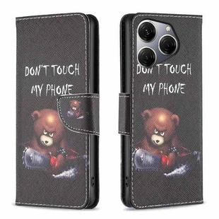 For Tecno Spark 20 Pro Colored Drawing Pattern Leather Phone Case(Bear)