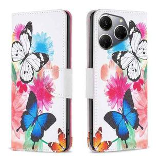 For Tecno Spark 20 Pro Colored Drawing Pattern Leather Phone Case(Butterflies)