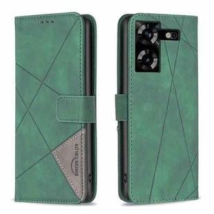 For Tecno Pova 5 Magnetic Buckle Rhombus Texture Leather Phone Case(Green)