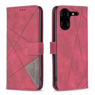 For Tecno Pova 5 Pro 5G Magnetic Buckle Rhombus Texture Leather Phone Case(Red)