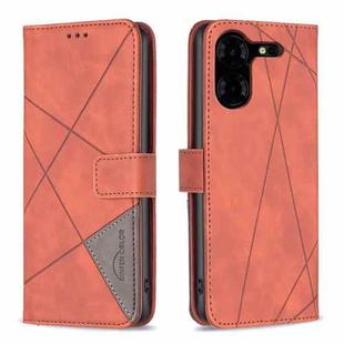For Tecno Pova 5 Pro 5G Magnetic Buckle Rhombus Texture Leather Phone Case(Brown)