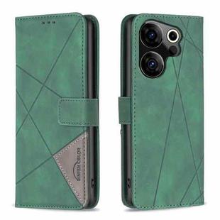 For Tecno Camon 20 Premier Magnetic Buckle Rhombus Texture Leather Phone Case(Green)