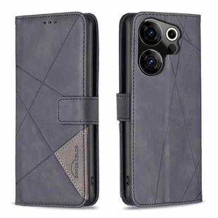 For Tecno Camon 20 Premier Magnetic Buckle Rhombus Texture Leather Phone Case(Black)