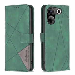 For Tecno Camon 20 Pro 5G Magnetic Buckle Rhombus Texture Leather Phone Case(Green)