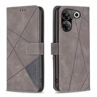 For Tecno Camon 20 Pro 5G Magnetic Buckle Rhombus Texture Leather Phone Case(Grey)