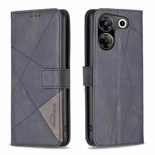 For Tecno Camon 20 Pro 5G Magnetic Buckle Rhombus Texture Leather Phone Case(Black)