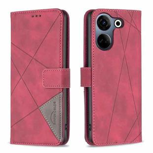 For Tecno Camon 20/Camon 20 Pro 4G Magnetic Buckle Rhombus Texture Leather Phone Case(Red)