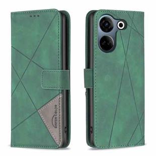 For Tecno Camon 20/Camon 20 Pro 4G Magnetic Buckle Rhombus Texture Leather Phone Case(Green)